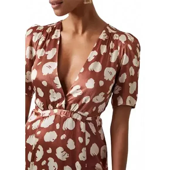 NWT French Connection Printed Tea Length Midi Dress Sz 0 - Picture 3 of 11